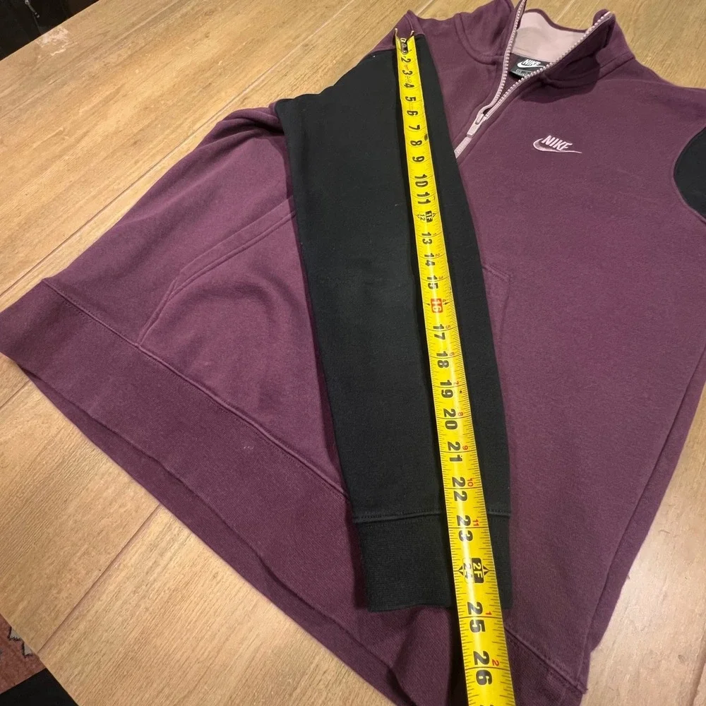 Nike‎ Mens Club Fleece size Lg Quarter Zip Colorblock Pullover Plum Navy retro